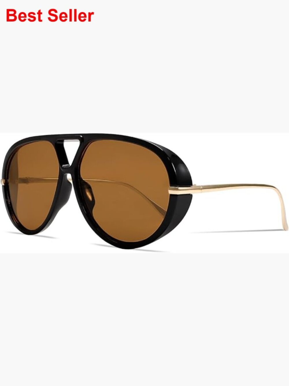 Retro Gold Aviator Sunglasses - Oversized Metal Frame UV Protection